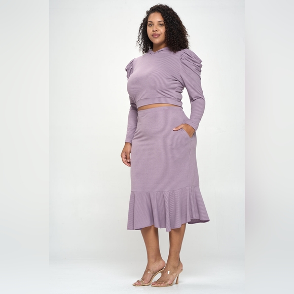NEW NWOT LIVD Carmen Purple Ashe Top & Midi Skirt Set Size 3XL - Picture 2 of 8